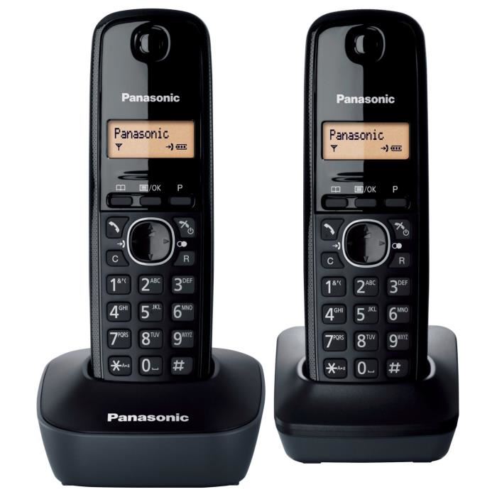 Téléphone sans fil PANASONIC KX-TG1612FRH Duo Noir