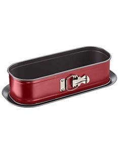 DELIBAKE Moule ö cake 30x11cm Rouge/Gris avec Charnire