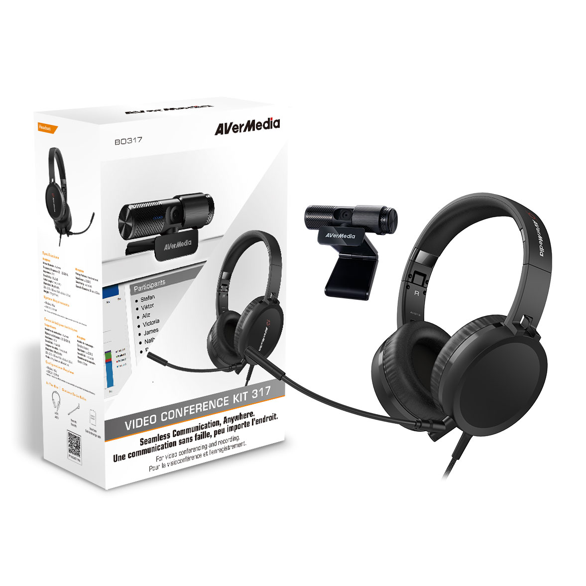WEBCAM AVERMEDIA PACK TŽlŽ Travail Webcam PW313 +Casque Micro AH313