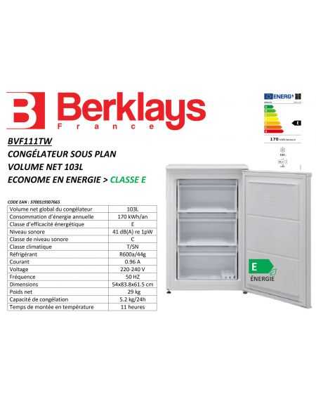 CONGELATEUR ARMOIRE TOP 102L A+/E
