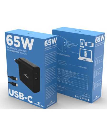 BLUESTORK BS-PW-NB-65-C/2 ALIM. NOTEBOOKS 65W USB-C câble 1m80