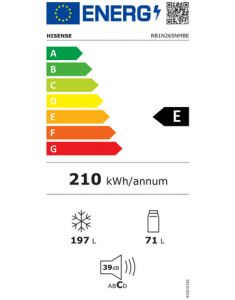 Réfrigérateur combiné 268 L noir – froid statique – A++/E 