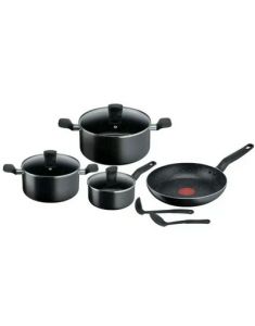 TEFAL SET DARK STONE 9PCES MARMITE 20CM + CASSEROLE 16CM + POELE 28CM + 2USTENSILES