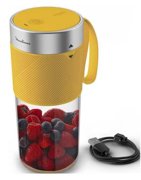 MOULINEX MINI BLENDER PORTABLE LIGHTMIX USB JAUNE 0,6L 50W